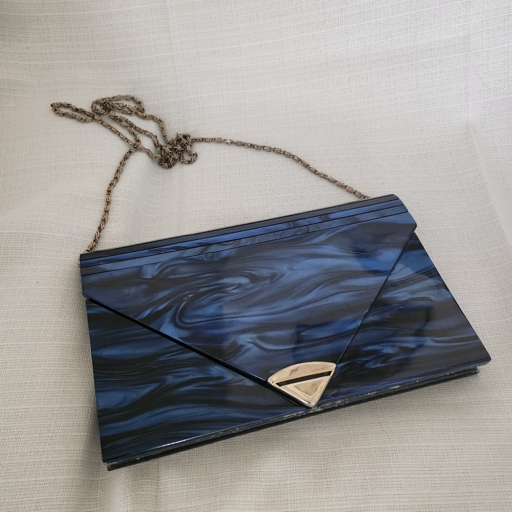 Purse acrylic tortoiseshell blue